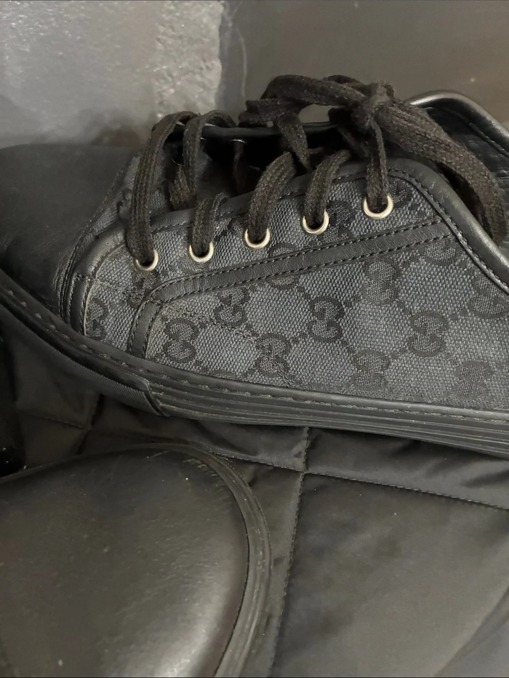 Gucci Men’s Black GG Monogram Low-Top Sneakers